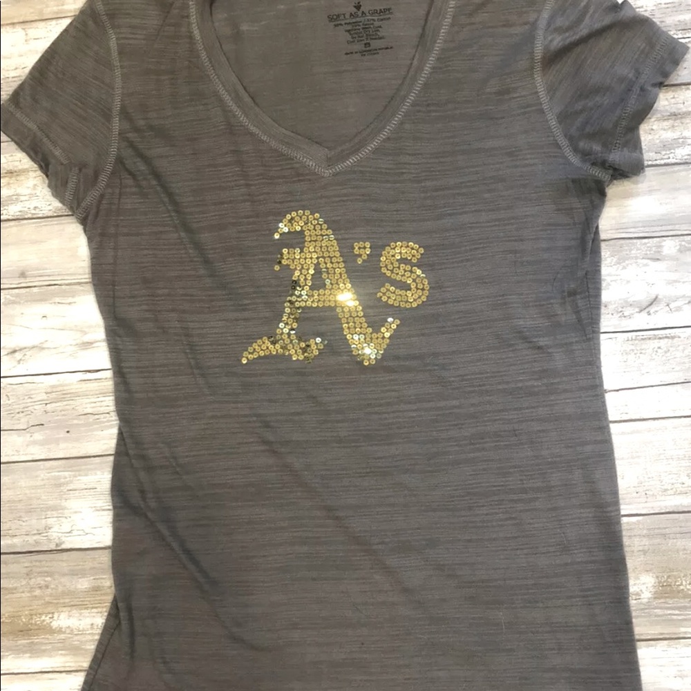 Oakland A’s woman’s grey v-neck top